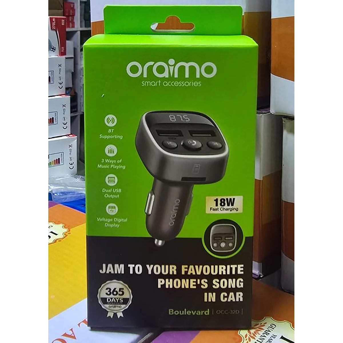 Oraimo Boulevard Car Charger / Bluetooth FM Modulator (OCC-32D)